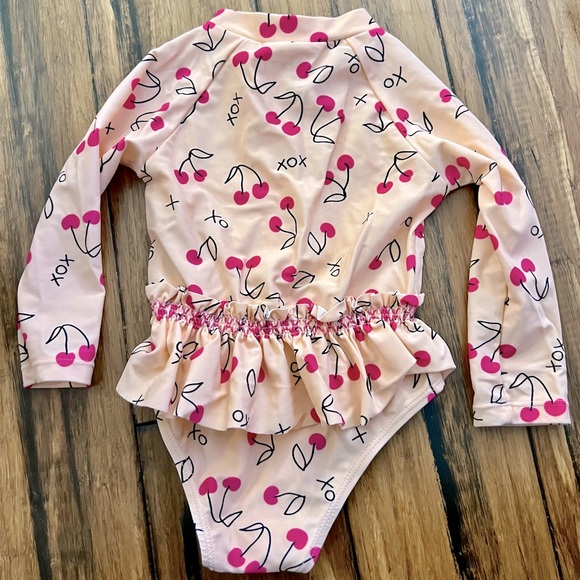 Jessica Simpson 18m Cherry Rashguard Swimsuit with Ruffle Skirt - Picture 2 of 2